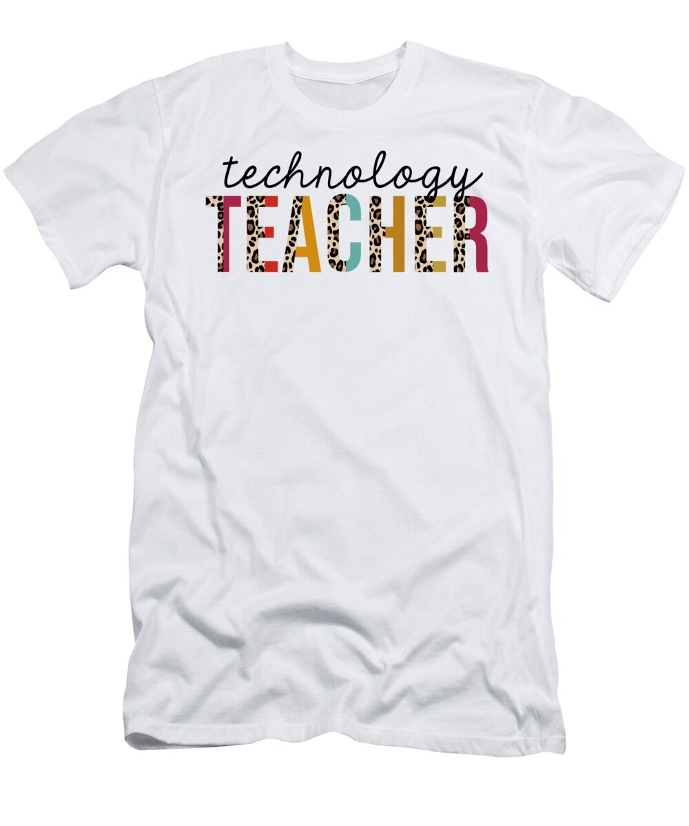 1 Technology Teacher Leopard Funny Teaching Appreciation Jensen Cena T-Shirt