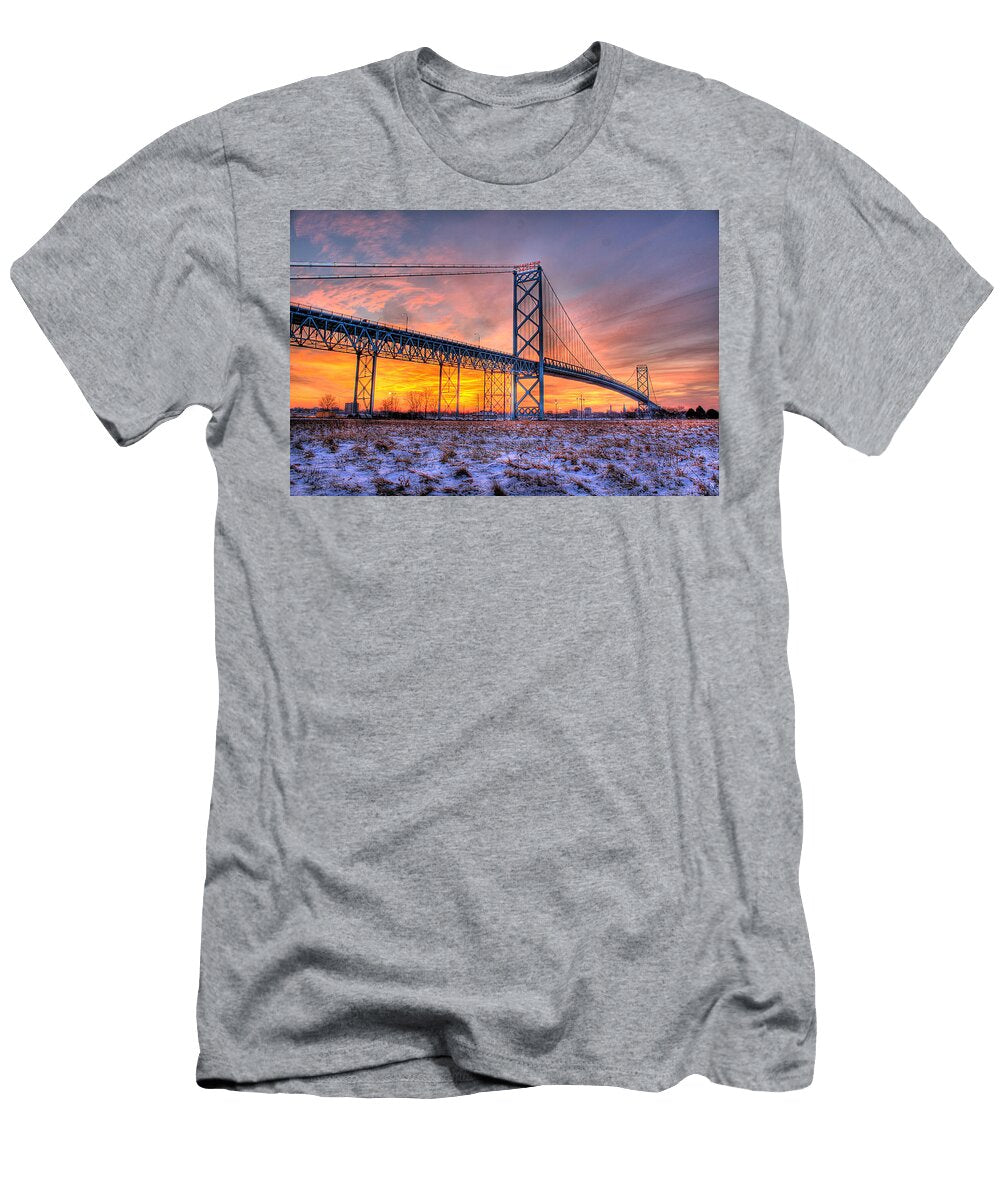 Ambassador Bridge Sunrise 1 16 2012 Detroit Mi Nicholas Grunas T-Shirt