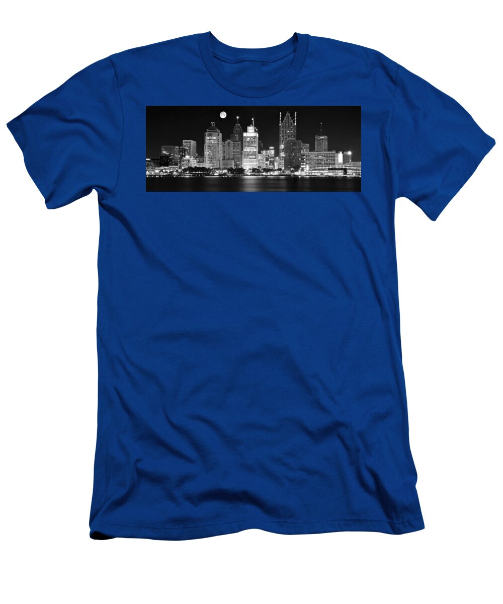 Black and White Detroit Night Frozen in Time Fine Art Photography T-Shirt