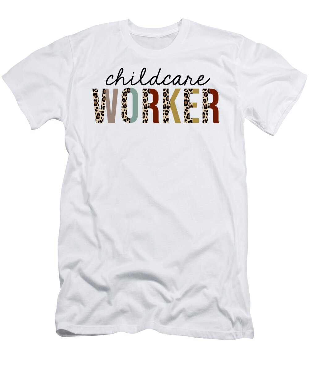 Childcare Worker Leopard Print Funny Jensen Cena T-Shirt