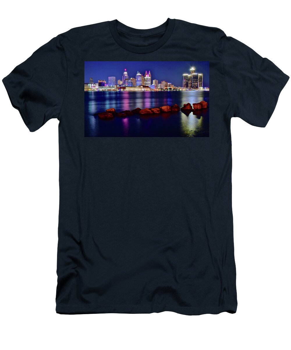 Detroit Riverfront From Windsor Frozen in Time Fine Art Photography T-Shirt
