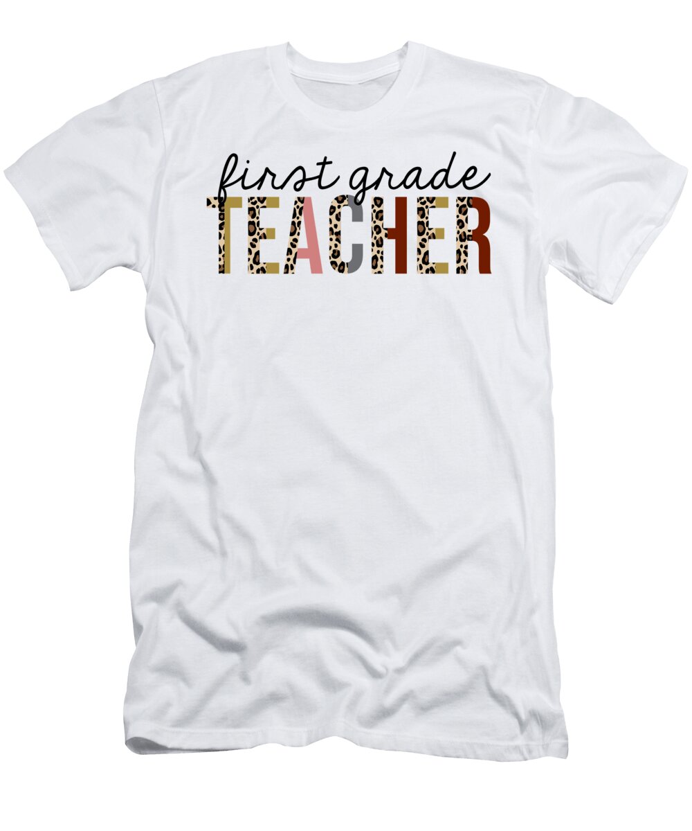 First Grade Teacher Leopard Print Funny Jensen Cena T-Shirt