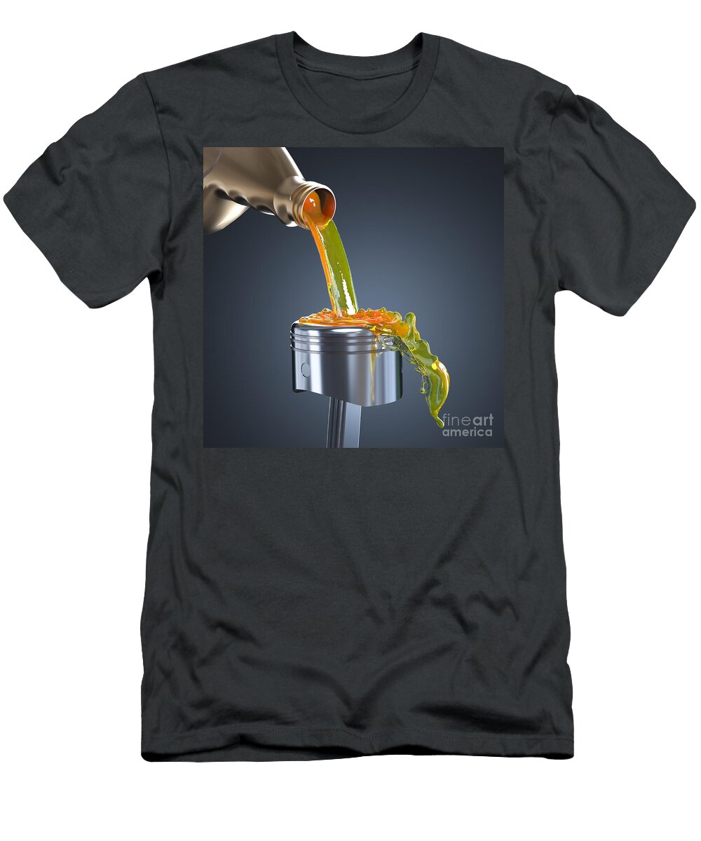 Fresh New Orange Motor Oil Pouring From a Bottle Gualtiero Boffi T-Shirt