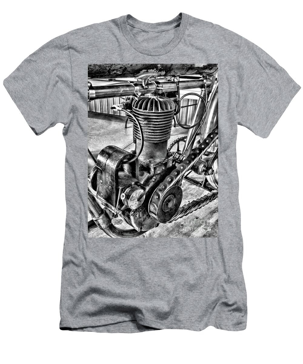 Merkel Antique Single Cylinder Motorcycle Engine Black and White Paul Ward T-Shirt