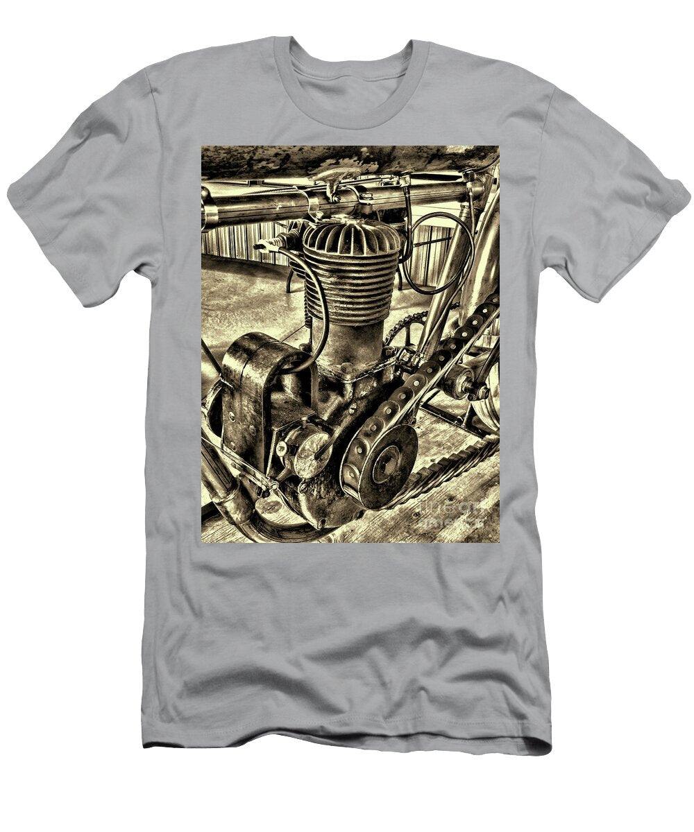 Merkel Antique Single Cylinder Motorcycle Engine Sepia Paul Ward T-Shirt