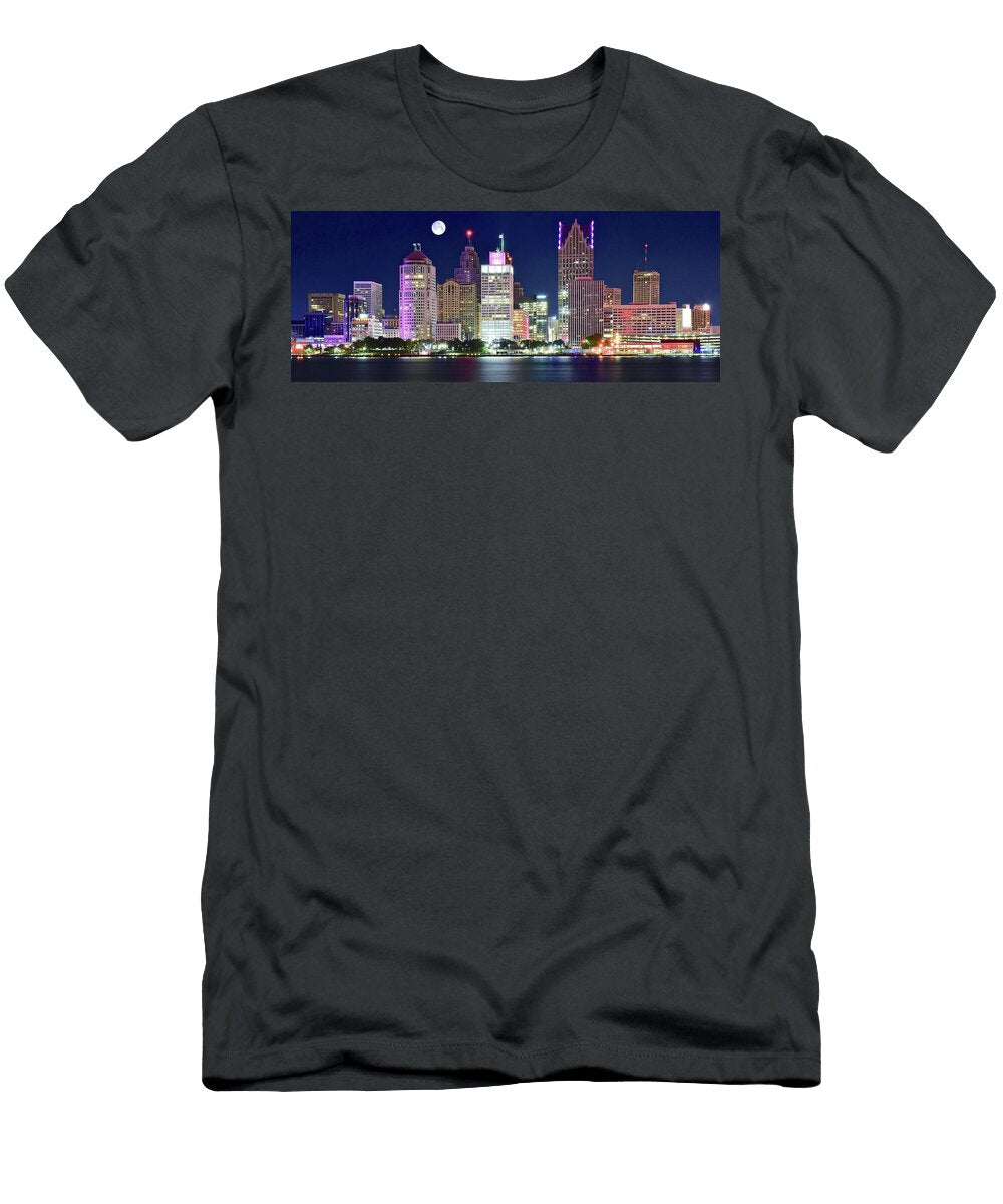 Motor City Night with Full Moon Frozen in Time Fine Art Photography T-Shirt