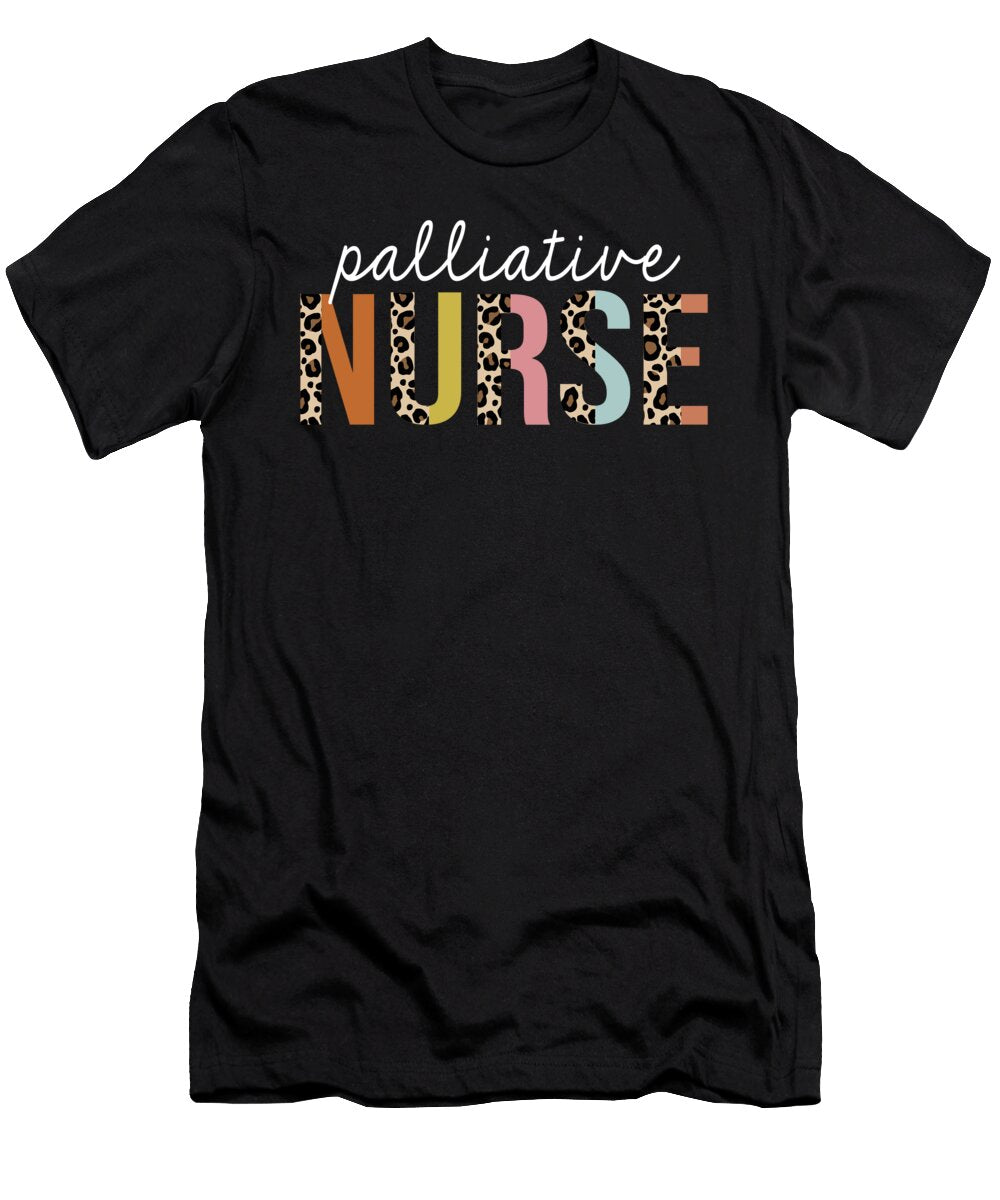 Palliative Nurse Colorful Leopard Print Funny Jensen Cena T-Shirt